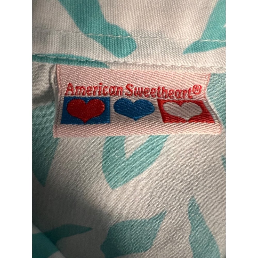 American Sweetheart by Adrian Delafield Blouse M Short sleeve button up animal p - Picture 13 of 14